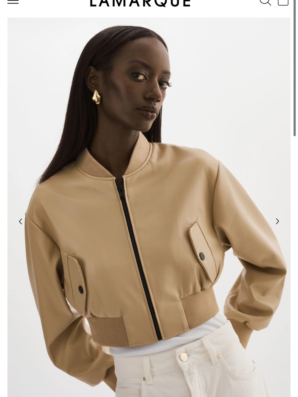 Lamarque Evelin Cropped Bomber Jacket - Color Wheat